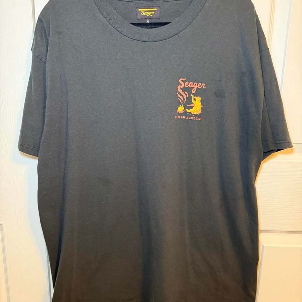 Seager Here For A Good Time Graphic Tee XL Black Camping Bear